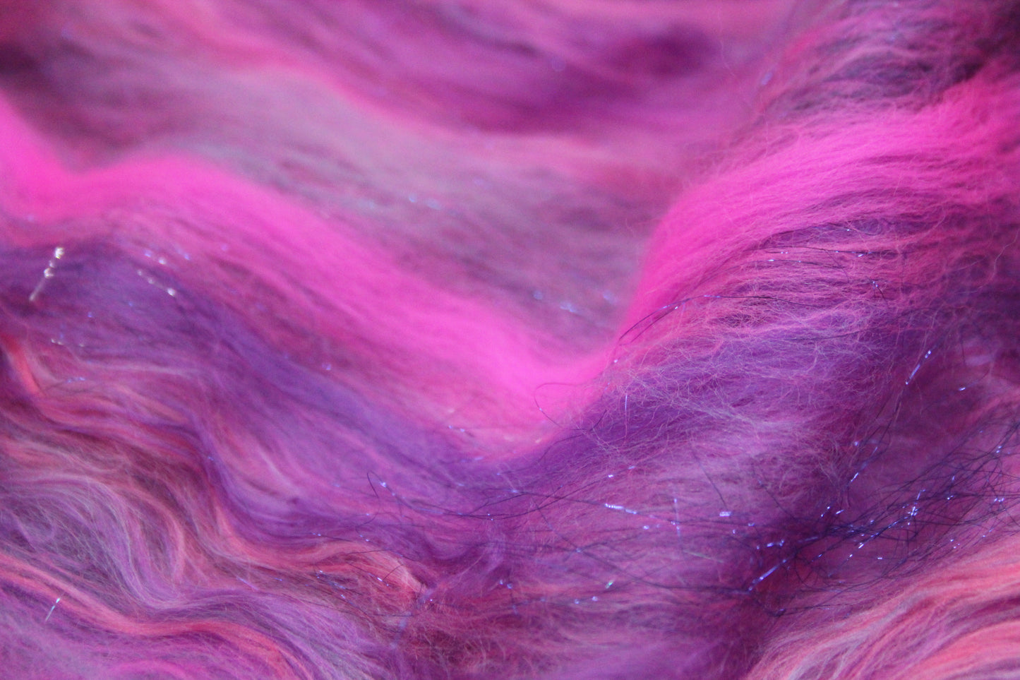 Merino Art Batt  - Purple Pink - 32 grams 1.1 oz - Wool for felting, spinning and weaving