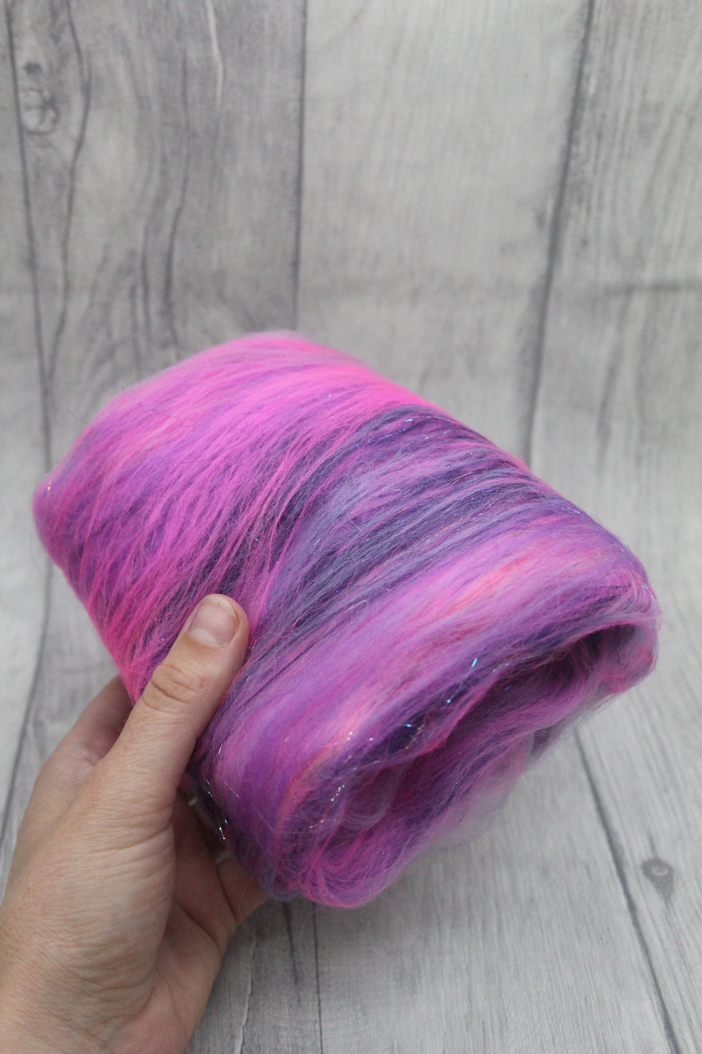 Merino Art Batt  - Purple Pink - 32 grams 1.1 oz - Wool for felting, spinning and weaving