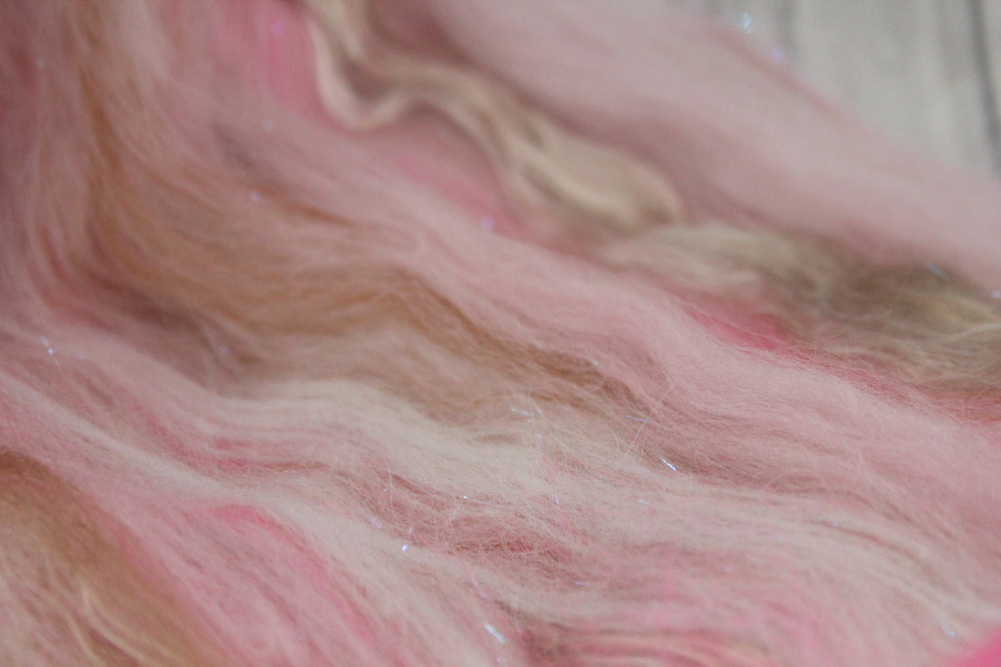 Merino Art Batt  - Brown White Pink - 42 grams 1.4 oz - Wool for felting, spinning and weaving