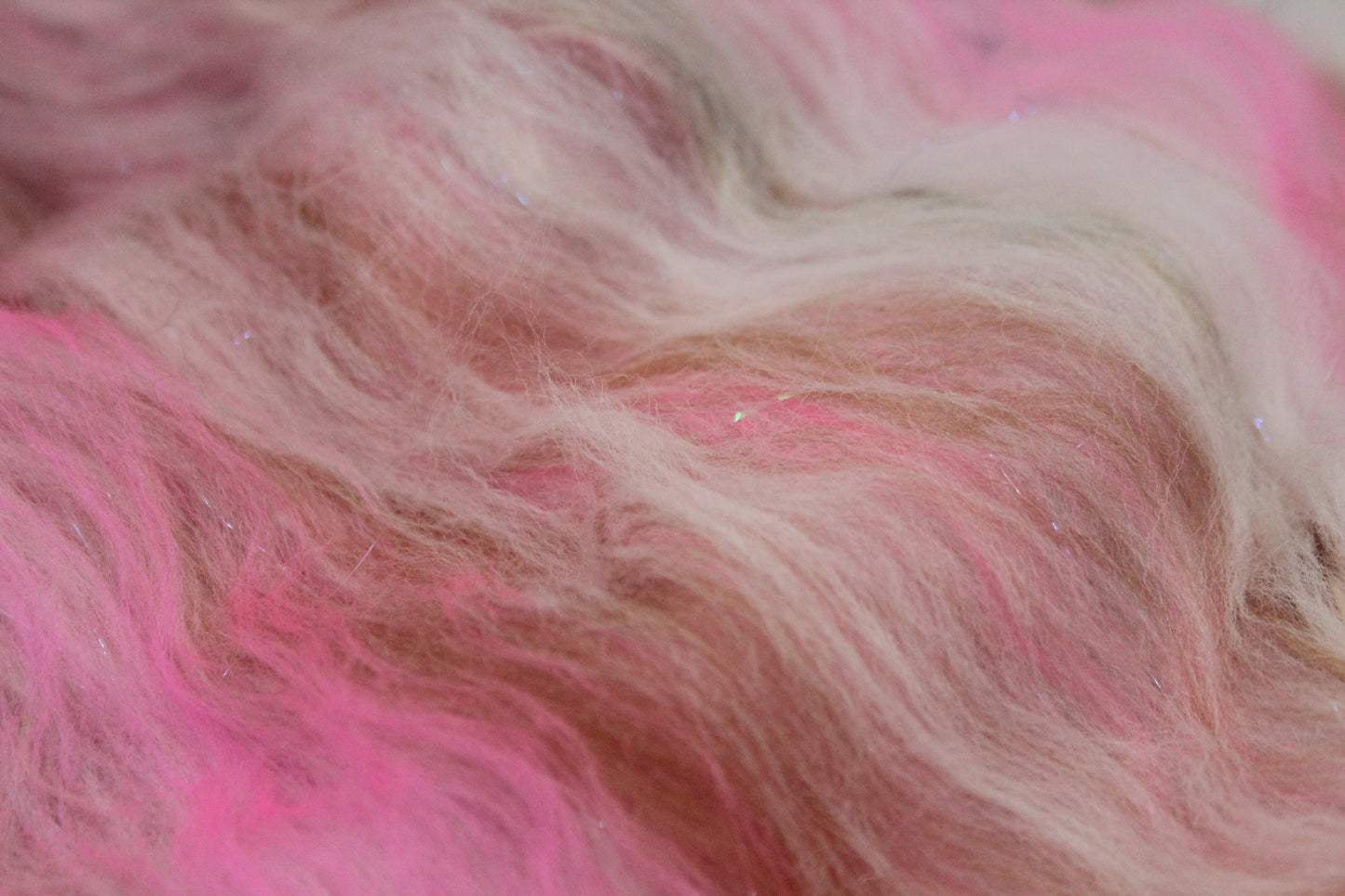 Merino Art Batt  - Brown White Pink - 42 grams 1.4 oz - Wool for felting, spinning and weaving
