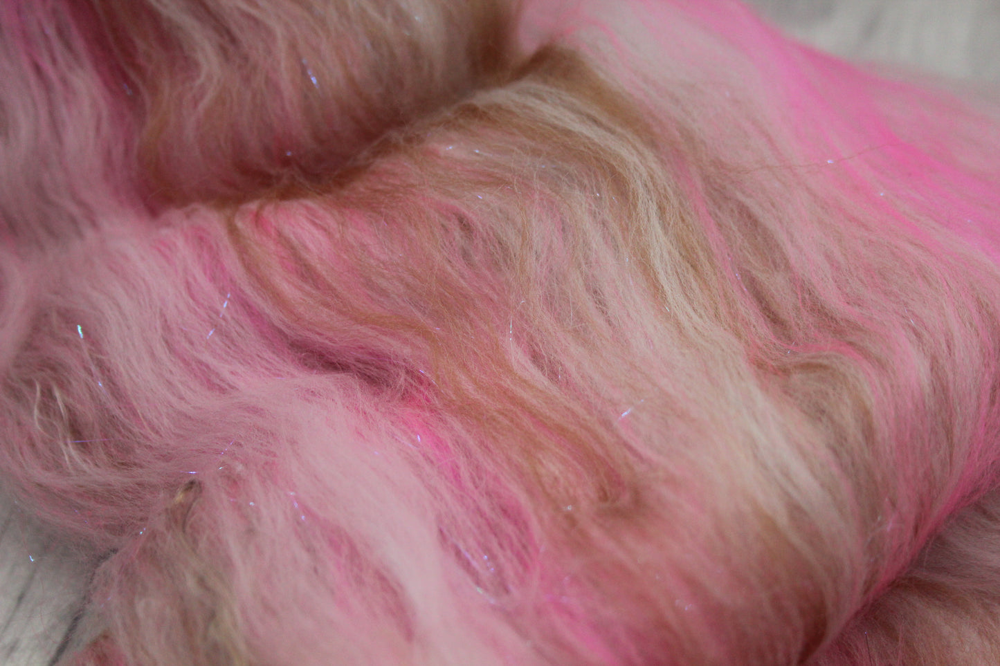 Merino Art Batt  - Brown White Pink - 42 grams 1.4 oz - Wool for felting, spinning and weaving