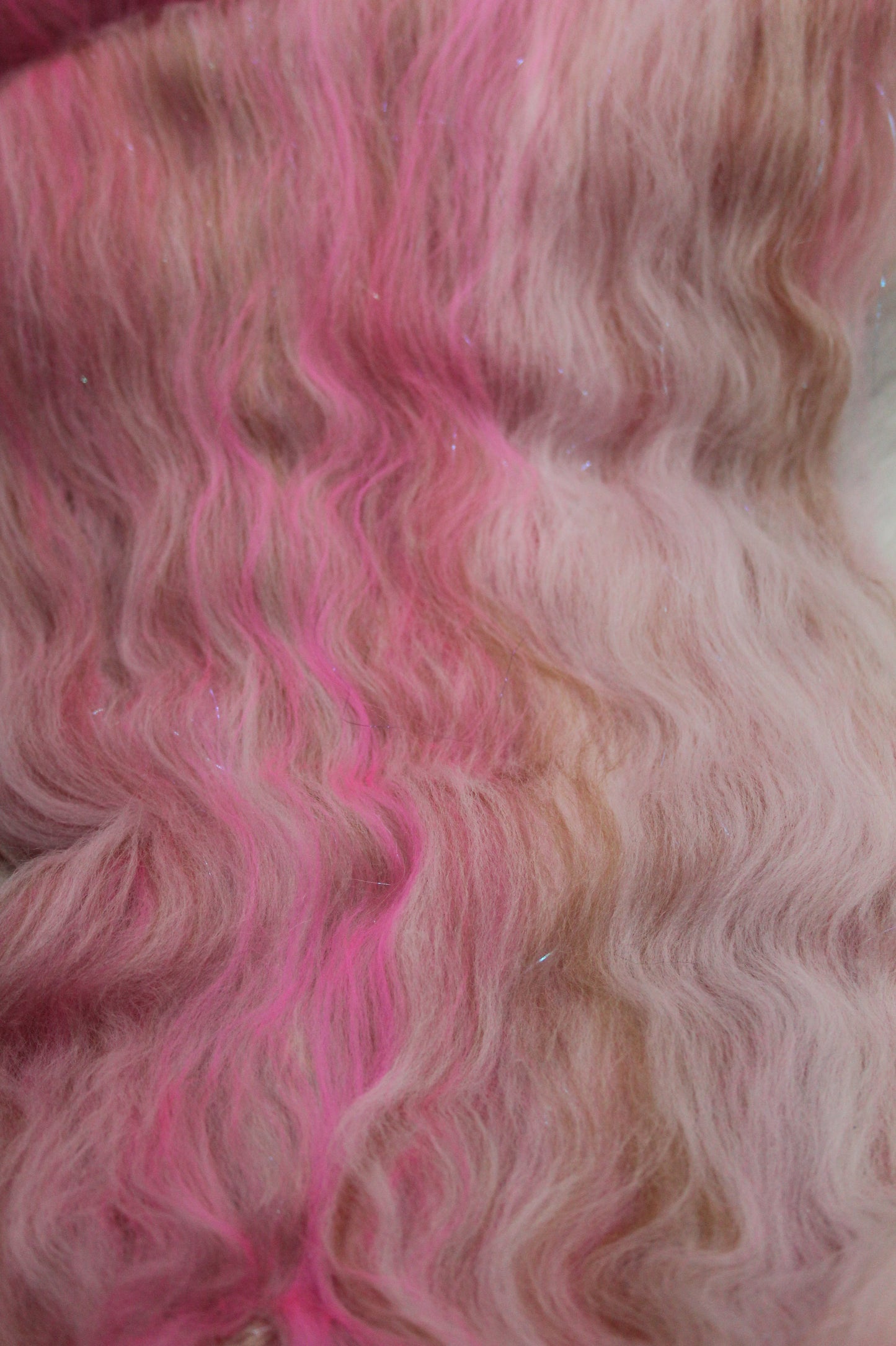 Merino Art Batt  - Brown White Pink - 42 grams 1.4 oz - Wool for felting, spinning and weaving