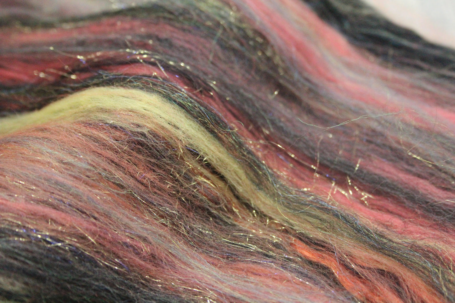 Merino Art Batt  - Brown Black Yellow - 36 grams 1.2 oz - Wool for felting, spinning and weaving