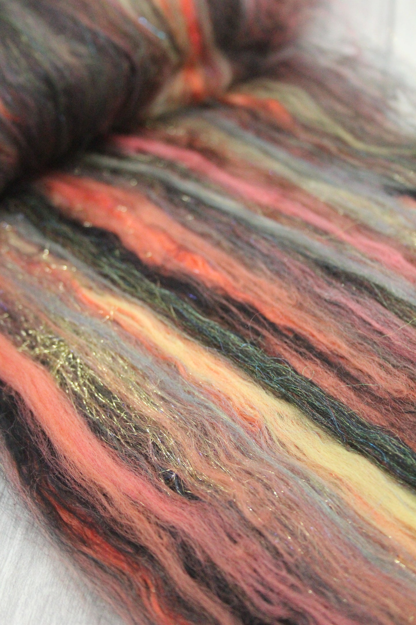 Merino Art Batt  - Brown Black Yellow - 36 grams 1.2 oz - Wool for felting, spinning and weaving