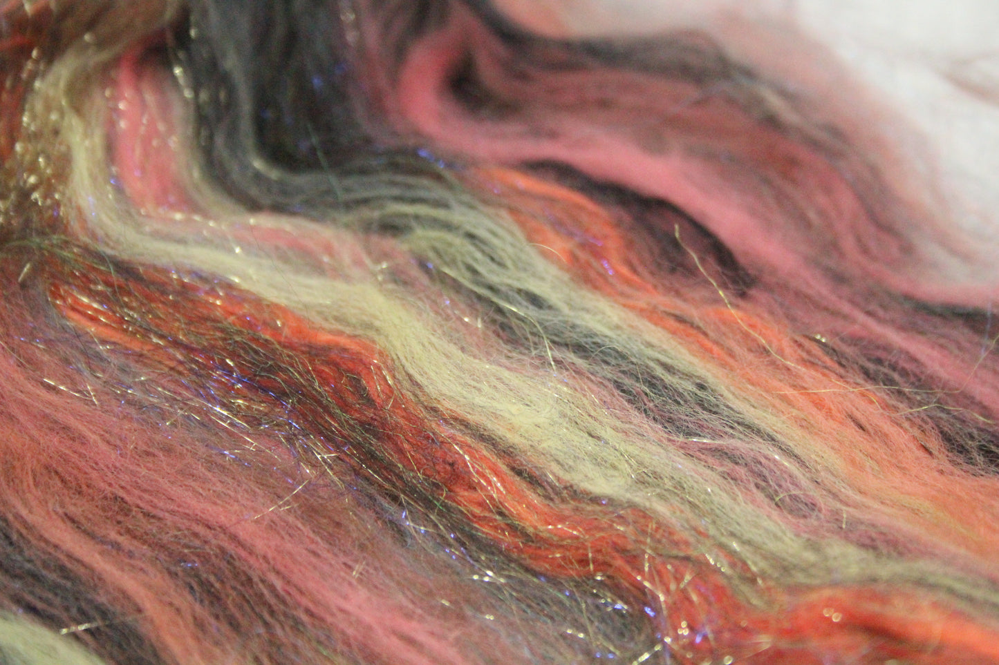 Merino Art Batt  - Brown Black Yellow - 36 grams 1.2 oz - Wool for felting, spinning and weaving