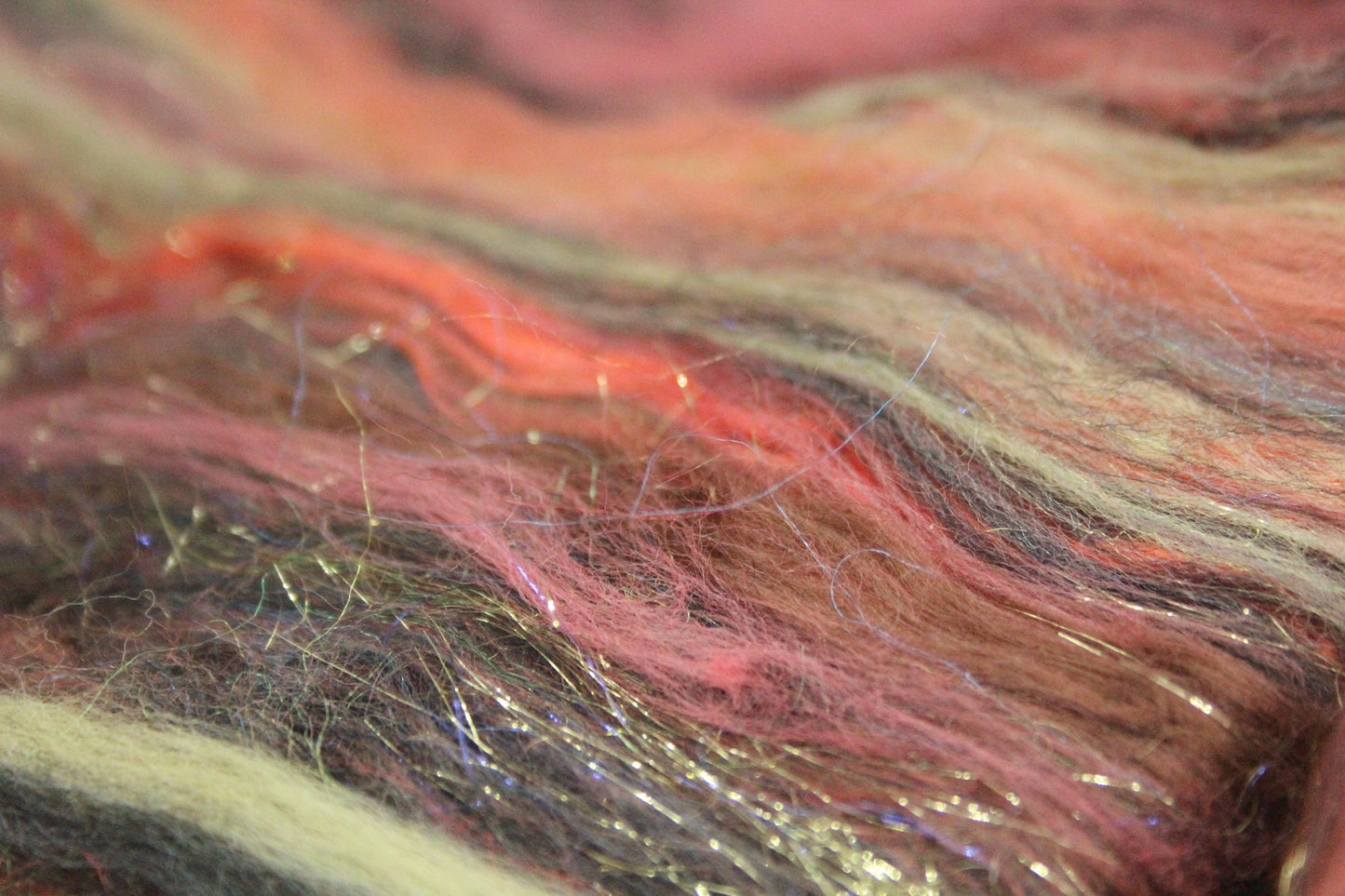 Merino Art Batt  - Brown Black Yellow - 36 grams 1.2 oz - Wool for felting, spinning and weaving
