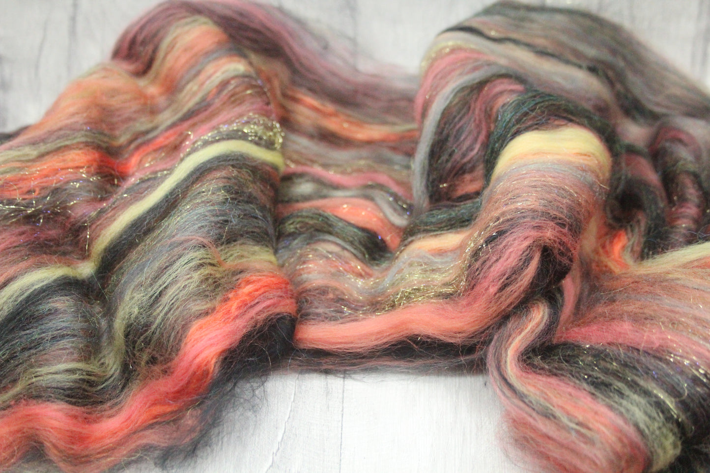 Merino Art Batt  - Brown Black Yellow - 36 grams 1.2 oz - Wool for felting, spinning and weaving