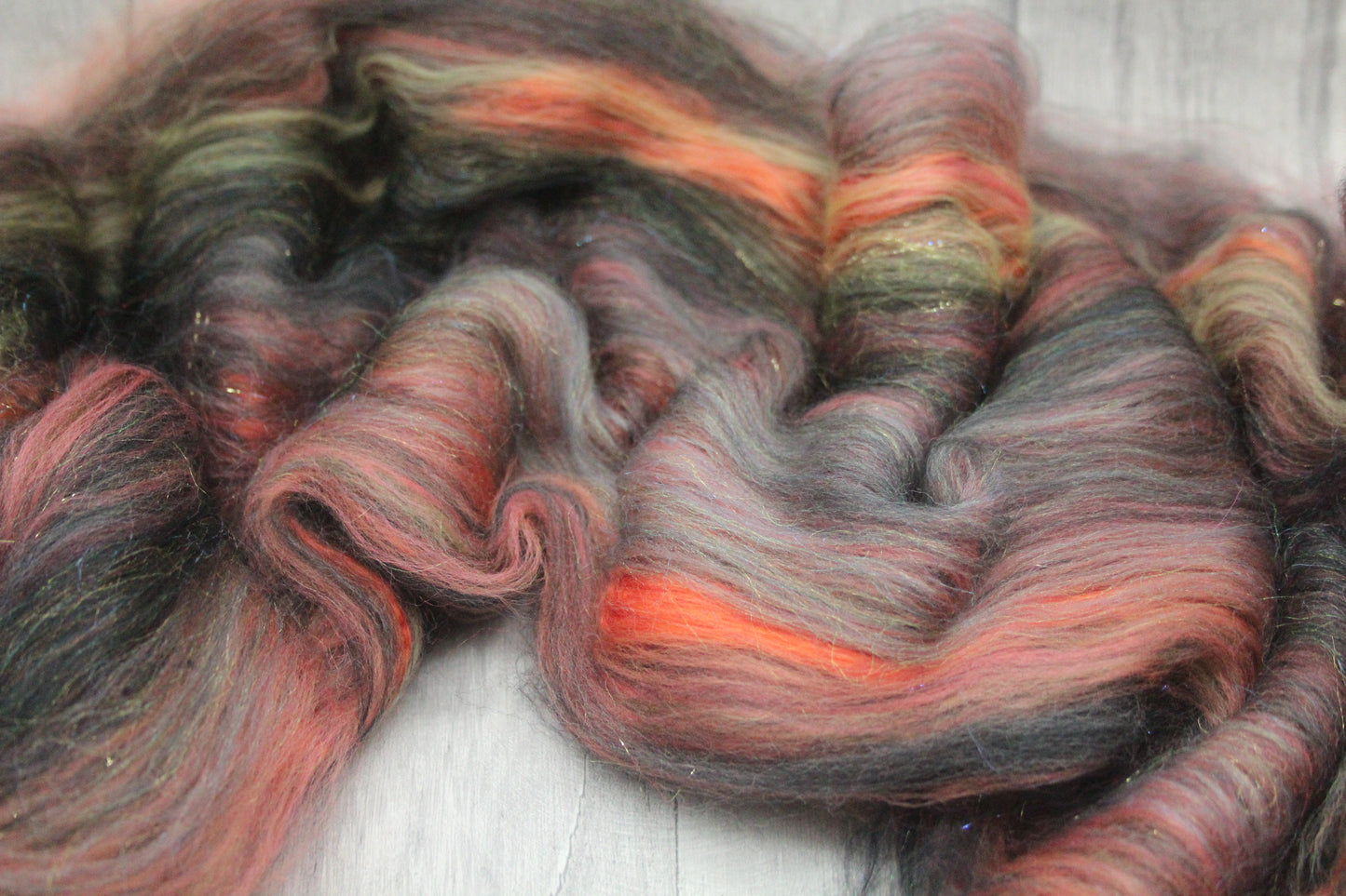 Merino Art Batt  - Brown Black Yellow - 36 grams 1.2 oz - Wool for felting, spinning and weaving
