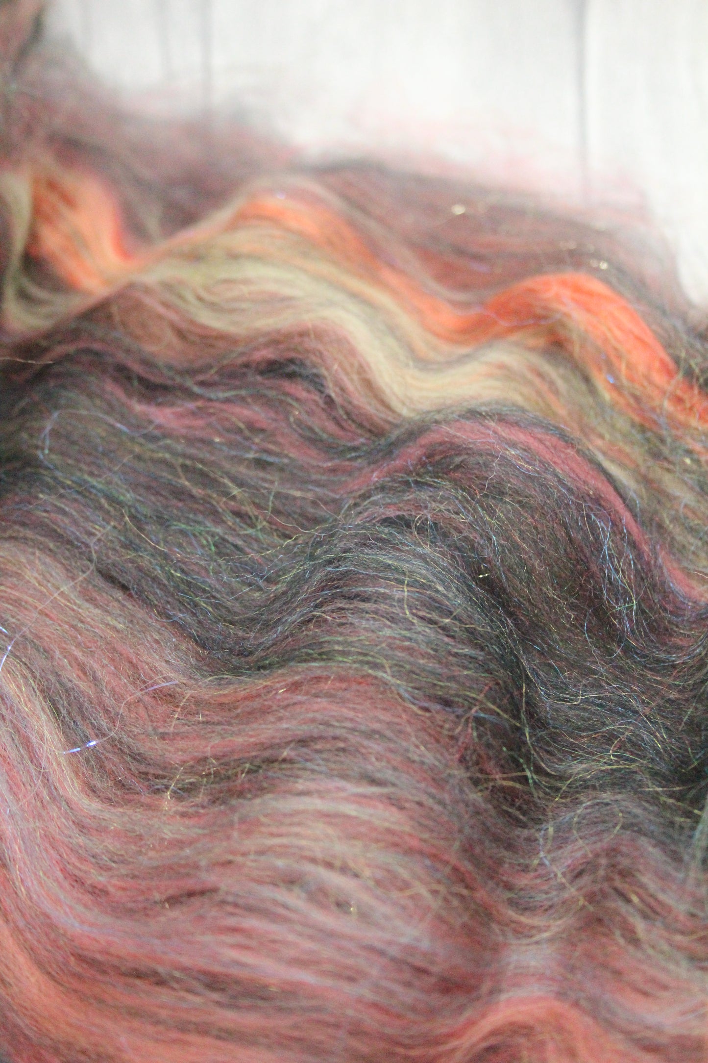 Merino Art Batt  - Brown Black Yellow - 36 grams 1.2 oz - Wool for felting, spinning and weaving