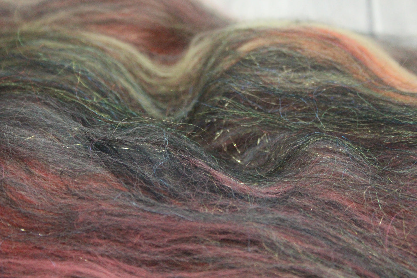 Merino Art Batt  - Brown Black Yellow - 36 grams 1.2 oz - Wool for felting, spinning and weaving