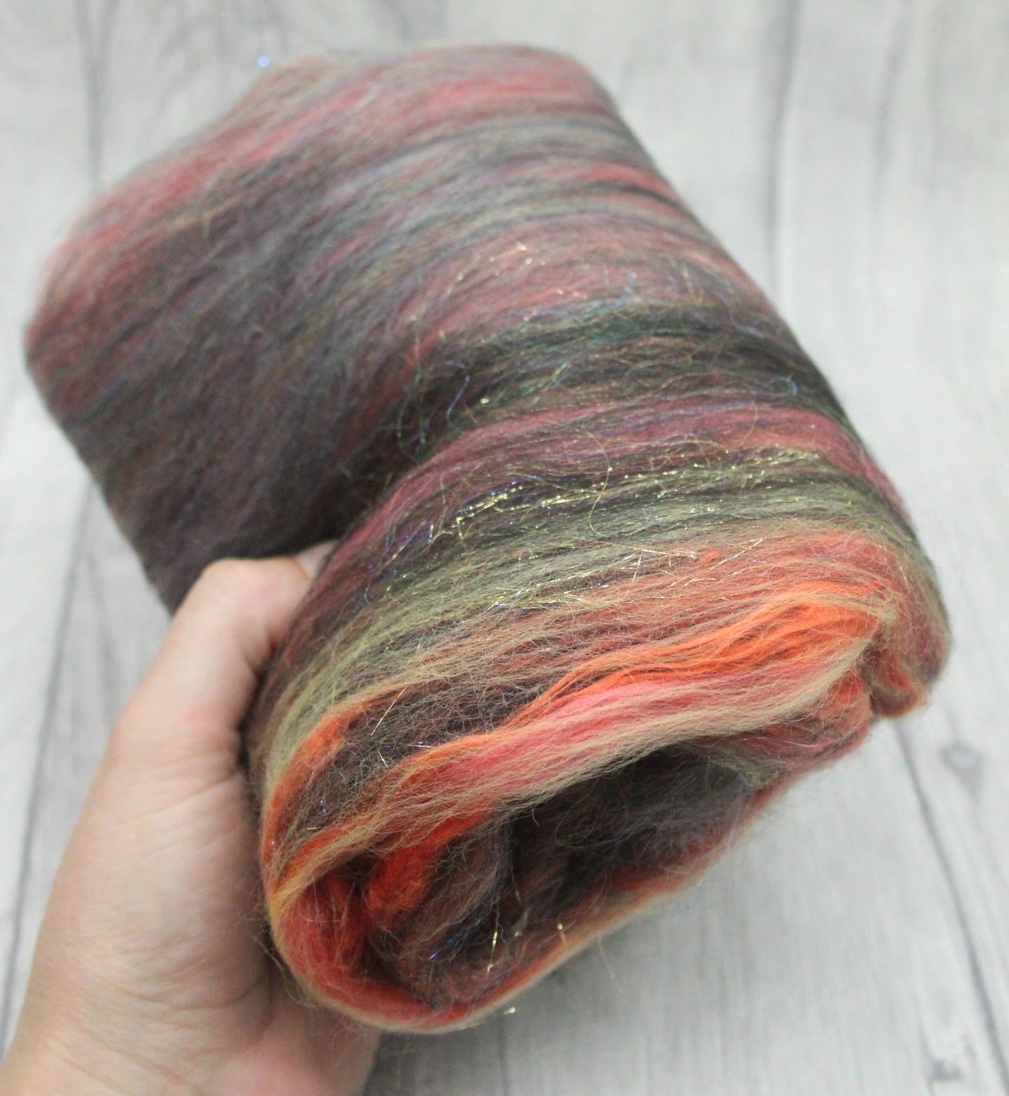 Merino Art Batt  - Brown Black Yellow - 36 grams 1.2 oz - Wool for felting, spinning and weaving
