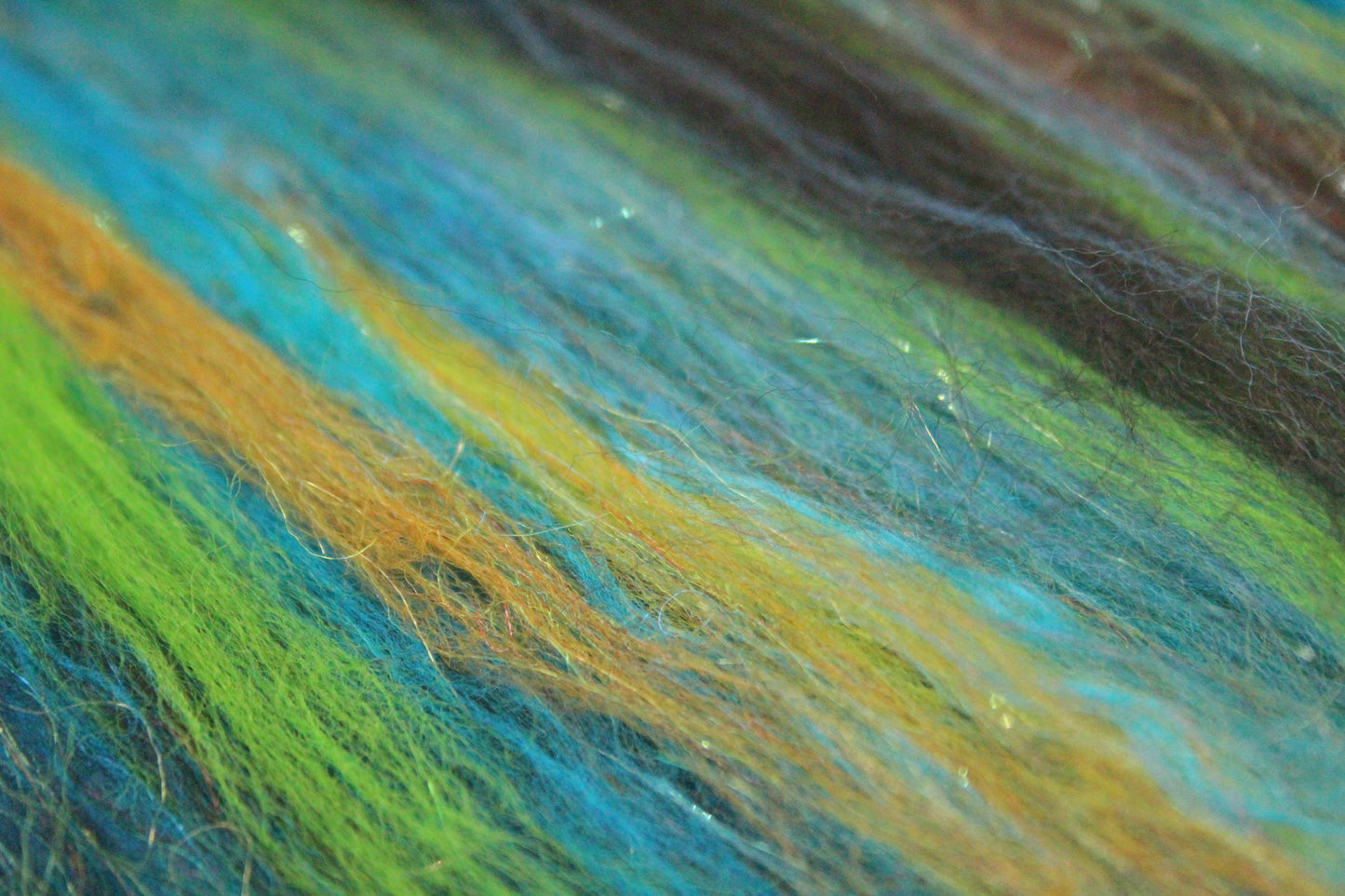 Merino Art Batt  - Brown Blue Black Brown - 39 grams 1.3 oz - Wool for felting, spinning and weaving