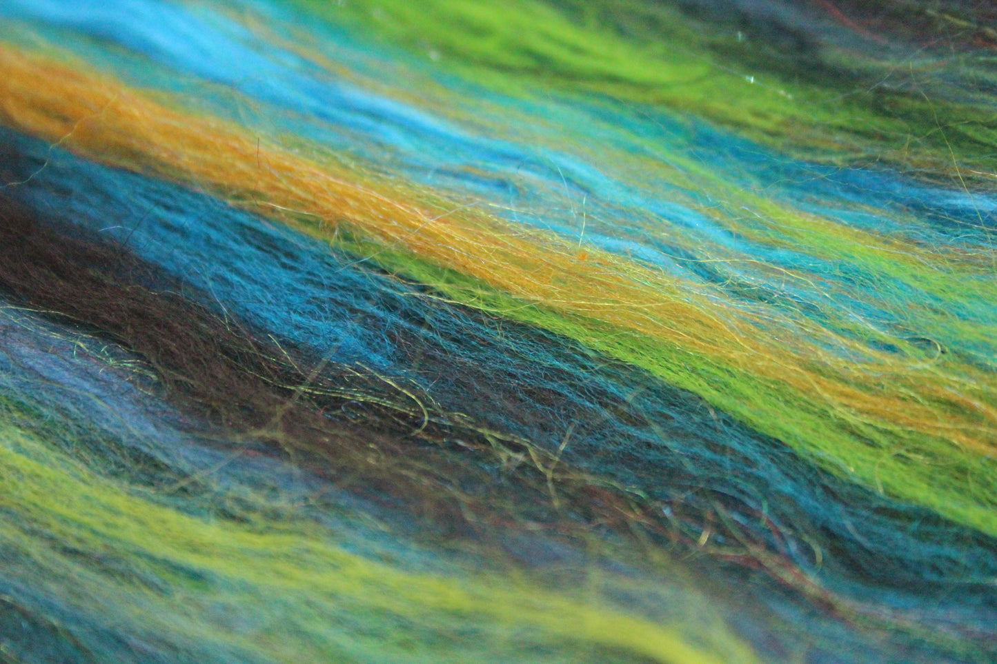 Merino Art Batt  - Brown Blue Black Brown - 39 grams 1.3 oz - Wool for felting, spinning and weaving
