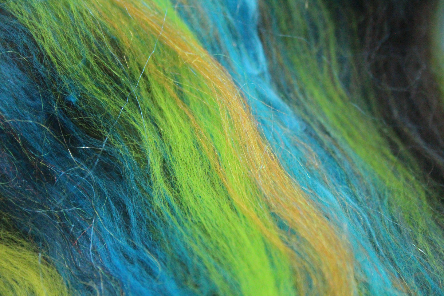 Merino Art Batt  - Brown Blue Black Brown - 39 grams 1.3 oz - Wool for felting, spinning and weaving