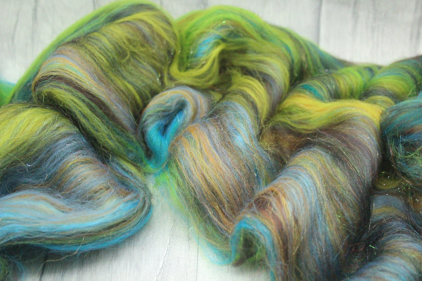 Merino Art Batt  - Brown Blue Black Brown - 39 grams 1.3 oz - Wool for felting, spinning and weaving