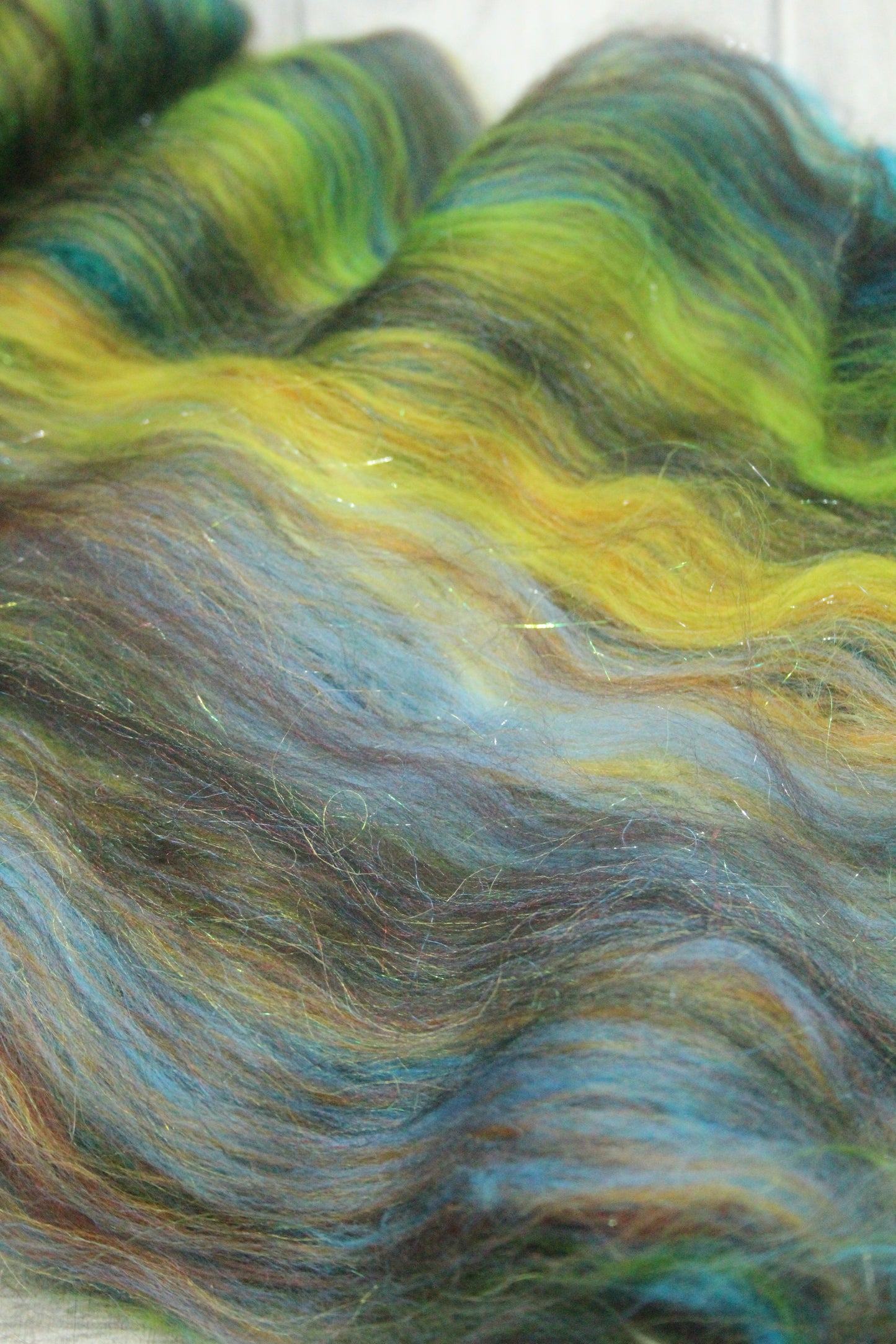 Merino Art Batt  - Brown Blue Black Brown - 39 grams 1.3 oz - Wool for felting, spinning and weaving