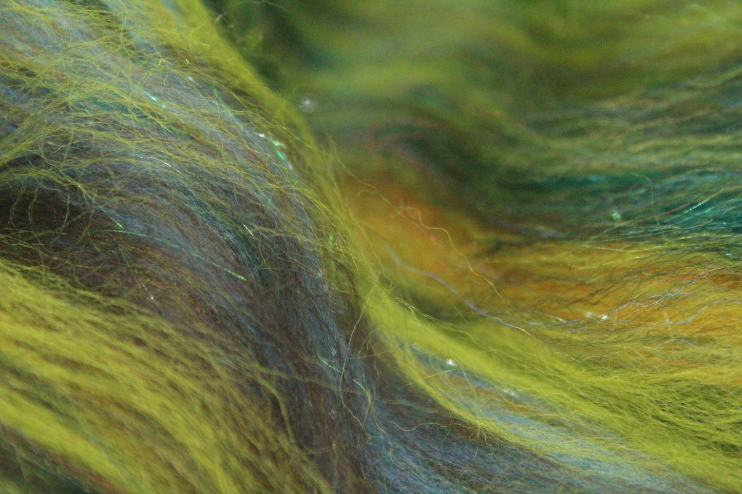 Merino Art Batt  - Brown Blue Black Brown - 39 grams 1.3 oz - Wool for felting, spinning and weaving