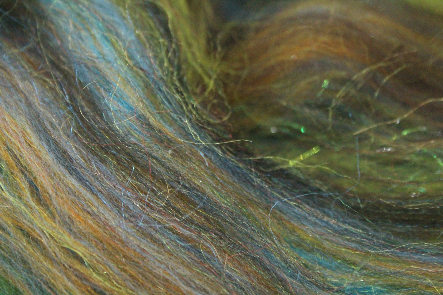 Merino Art Batt  - Brown Blue Black Brown - 39 grams 1.3 oz - Wool for felting, spinning and weaving