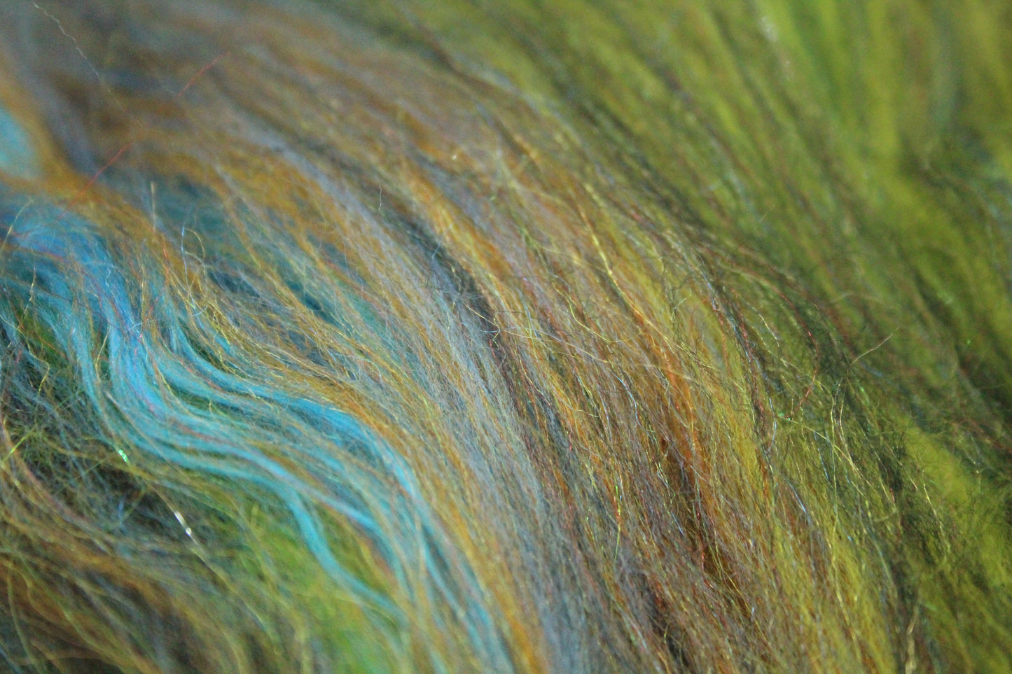 Merino Art Batt  - Brown Blue Black Brown - 39 grams 1.3 oz - Wool for felting, spinning and weaving