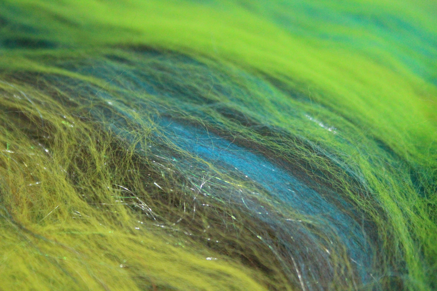 Merino Art Batt  - Brown Blue Black Brown - 39 grams 1.3 oz - Wool for felting, spinning and weaving