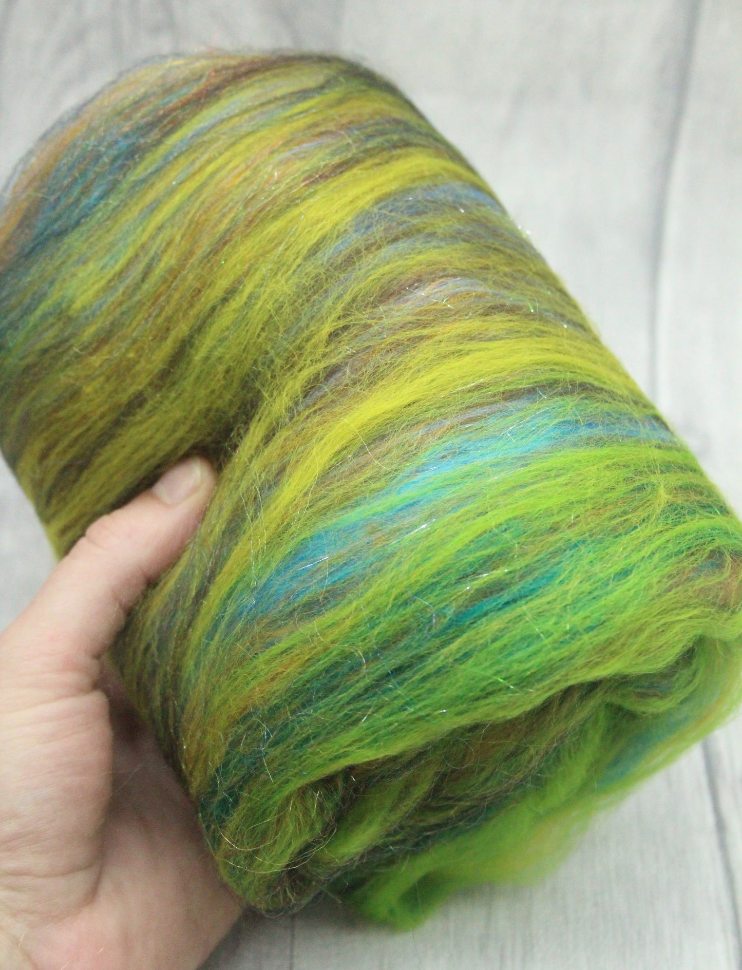 Merino Art Batt  - Brown Blue Black Brown - 39 grams 1.3 oz - Wool for felting, spinning and weaving