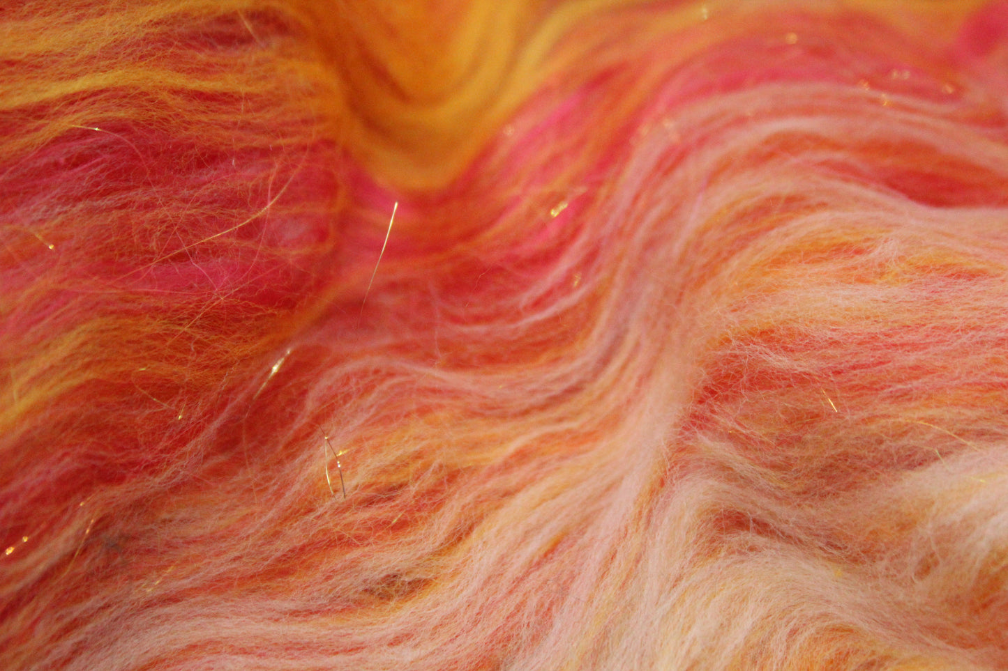 Supersoft Merino Art Batt  - Red Yellow White Orange - 44 grams 1.5 oz - Wool for felting, spinning and weaving