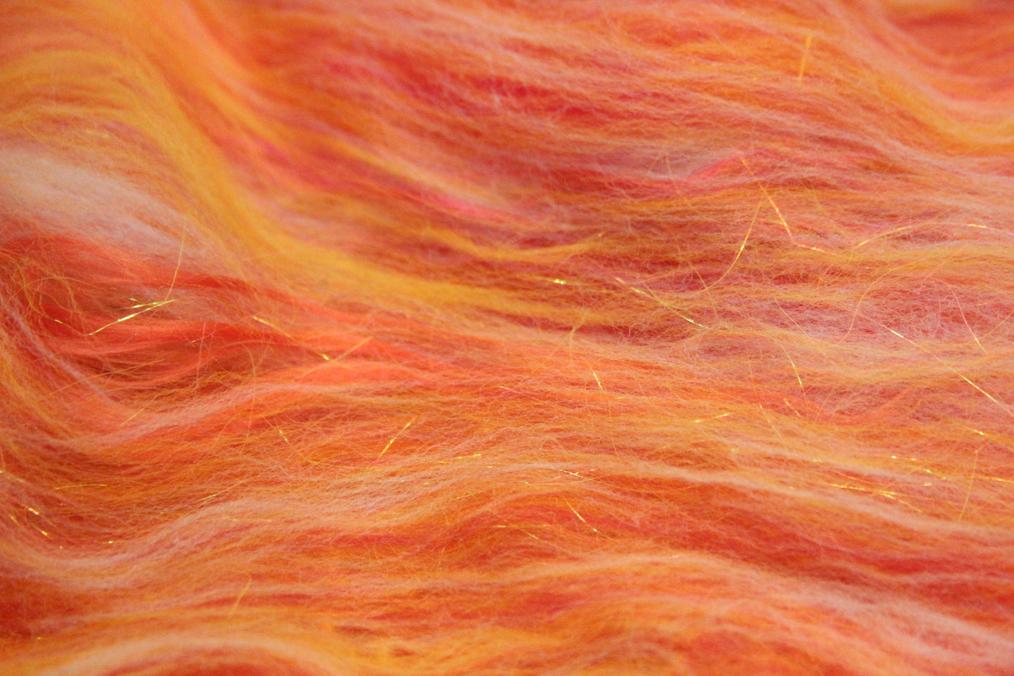 Supersoft Merino Art Batt  - Red Yellow White Orange - 44 grams 1.5 oz - Wool for felting, spinning and weaving