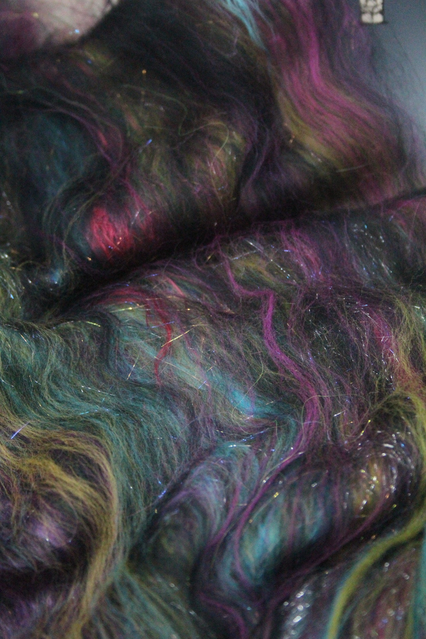 Supersoft Merino Art Batt  - Black Pink Purple Blue - 36 grams 1.2 oz - Wool for felting, spinning and weaving