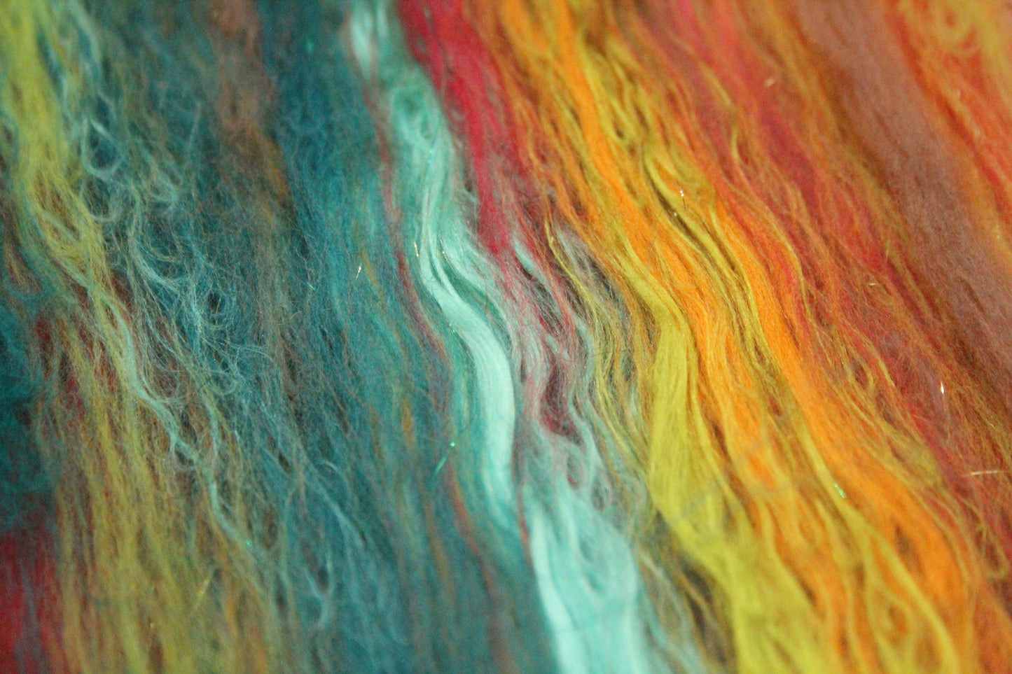 Supersoft Merino Art Batt  - Green Orange Red Brown - 35 grams 1.2 oz - Wool for felting, spinning and weaving