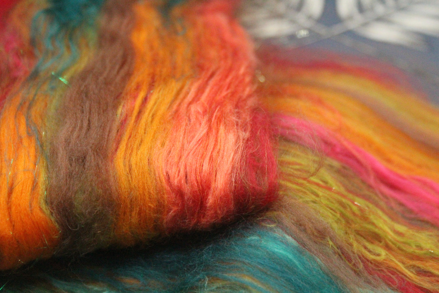 Supersoft Merino Art Batt  - Green Orange Red Brown - 35 grams 1.2 oz - Wool for felting, spinning and weaving