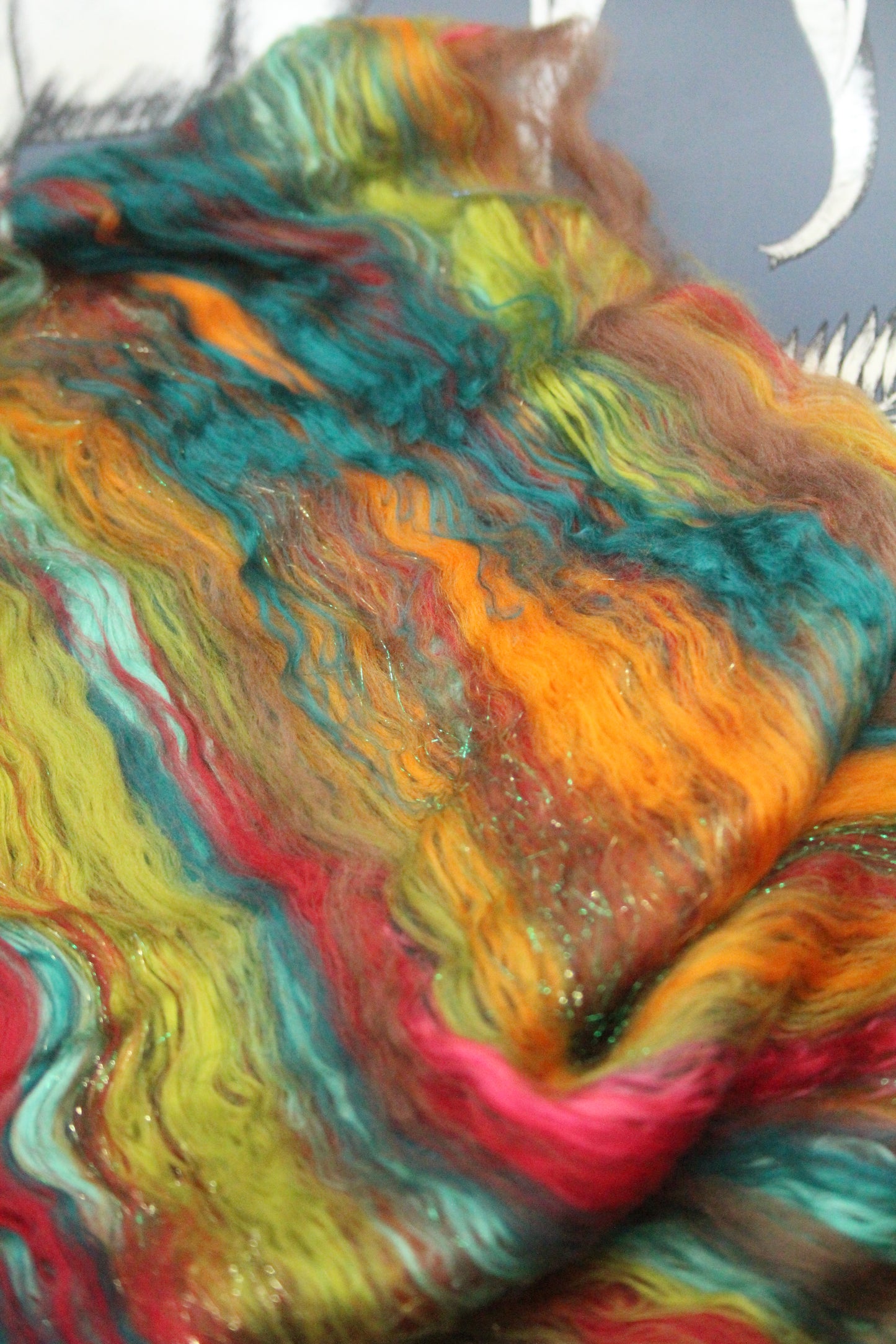 Supersoft Merino Art Batt  - Green Orange Red Brown - 35 grams 1.2 oz - Wool for felting, spinning and weaving
