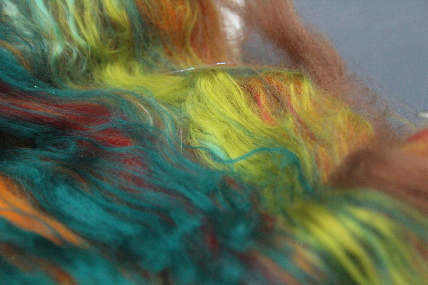 Supersoft Merino Art Batt  - Green Orange Red Brown - 35 grams 1.2 oz - Wool for felting, spinning and weaving