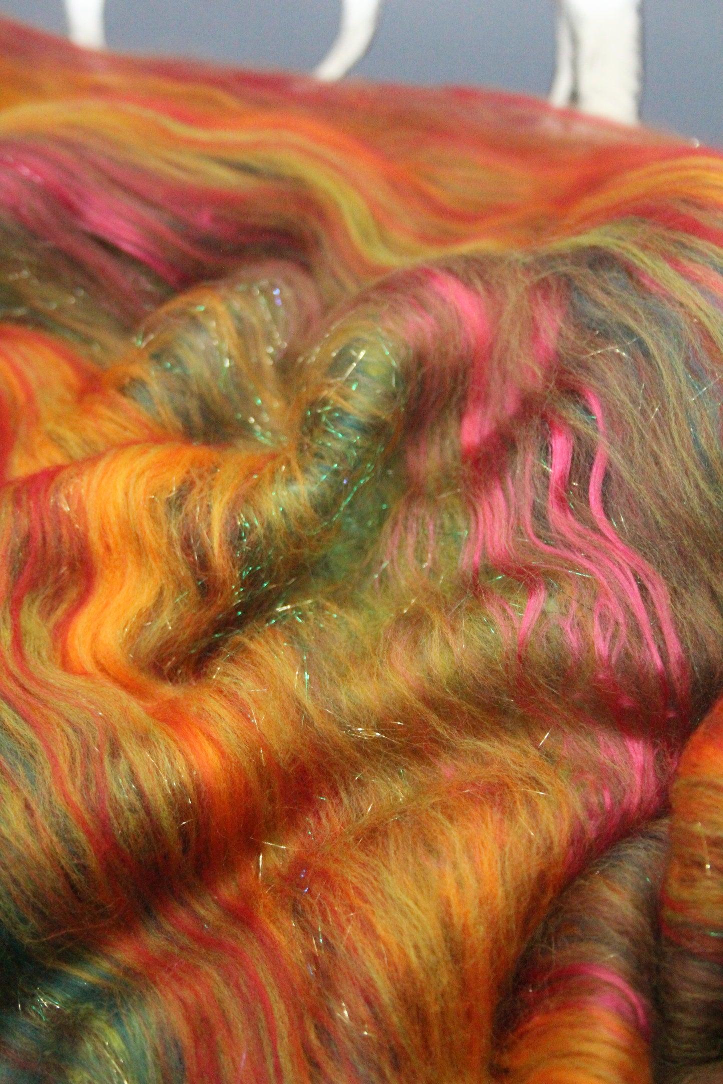 Supersoft Merino Art Batt  - Green Orange Red Brown - 35 grams 1.2 oz - Wool for felting, spinning and weaving