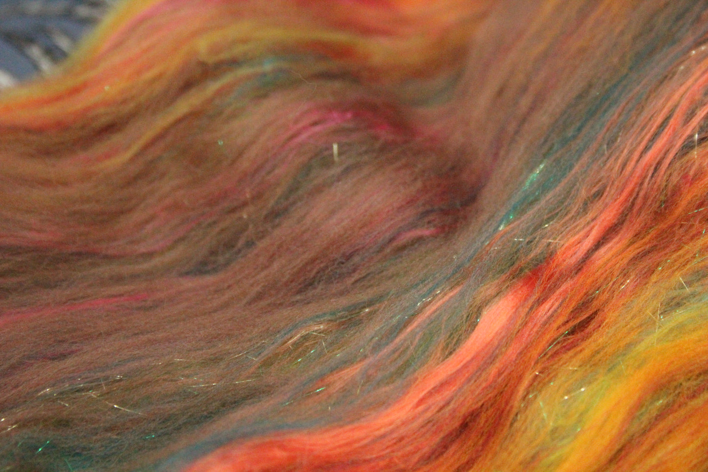 Supersoft Merino Art Batt  - Green Orange Red Brown - 35 grams 1.2 oz - Wool for felting, spinning and weaving