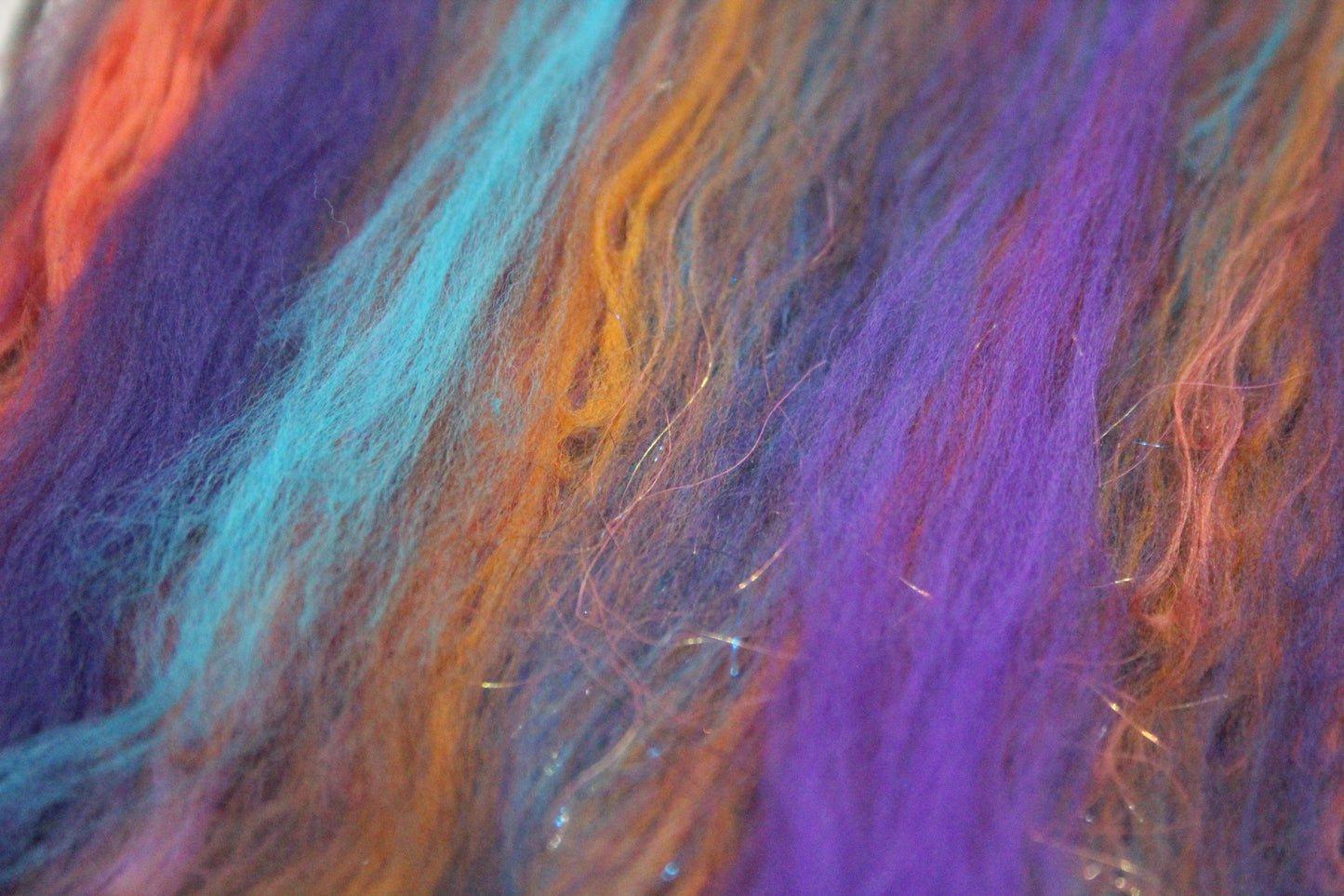 Supersoft Merino Art Batt - Blue Purple Orange Brown - 42 grams 1.4 oz - Wool for felting, spinning and weaving