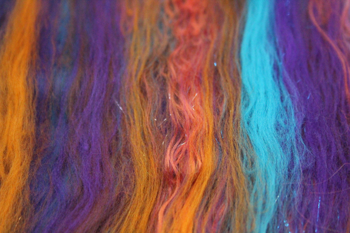 Supersoft Merino Art Batt - Blue Purple Orange Brown - 42 grams 1.4 oz - Wool for felting, spinning and weaving