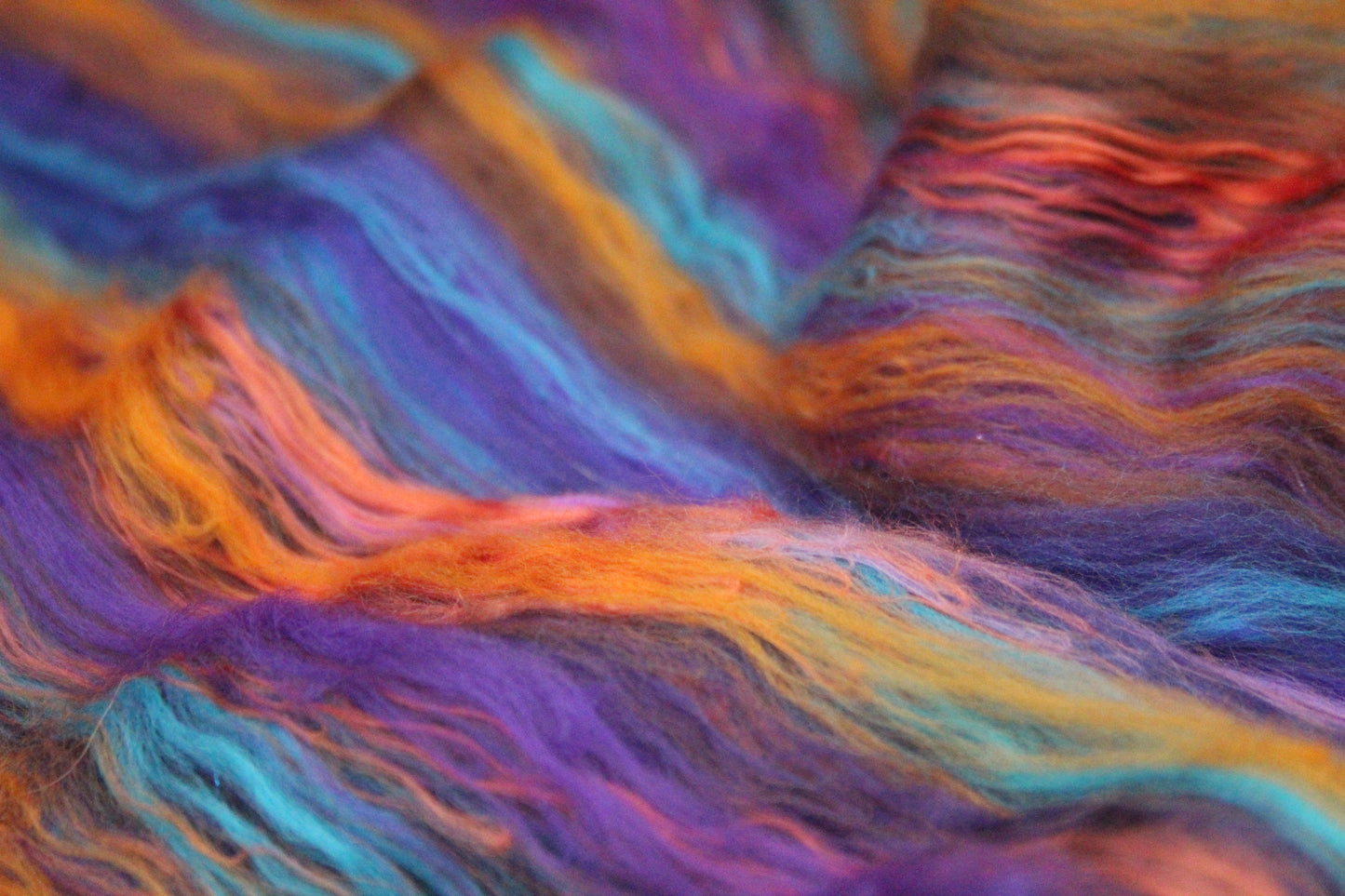 Supersoft Merino Art Batt - Blue Purple Orange Brown - 42 grams 1.4 oz - Wool for felting, spinning and weaving