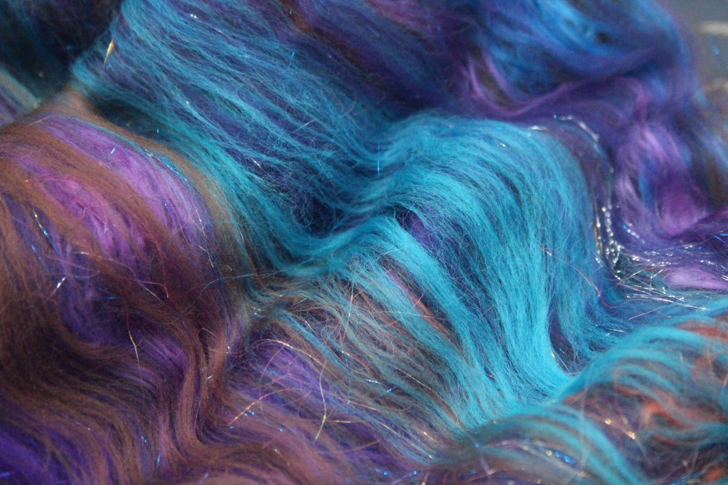 Supersoft Merino Art Batt - Blue Purple Orange Brown - 42 grams 1.4 oz - Wool for felting, spinning and weaving