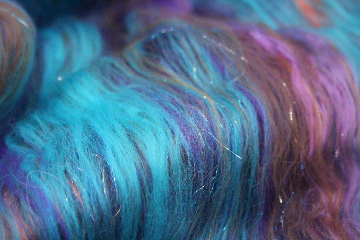 Supersoft Merino Art Batt - Blue Purple Orange Brown - 42 grams 1.4 oz - Wool for felting, spinning and weaving