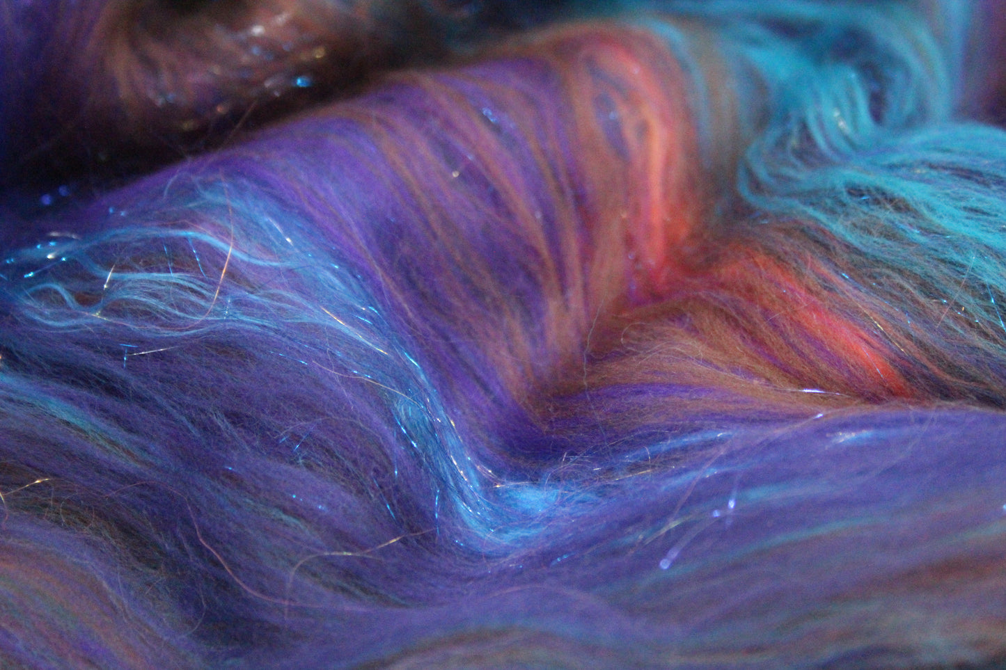 Supersoft Merino Art Batt - Blue Purple Orange Brown - 42 grams 1.4 oz - Wool for felting, spinning and weaving