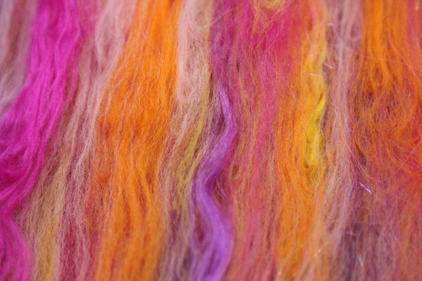 Supersoft Merino Art Batt - Orange Purple Pink - 32 grams 1.1 oz - Wool for felting, spinning and weaving