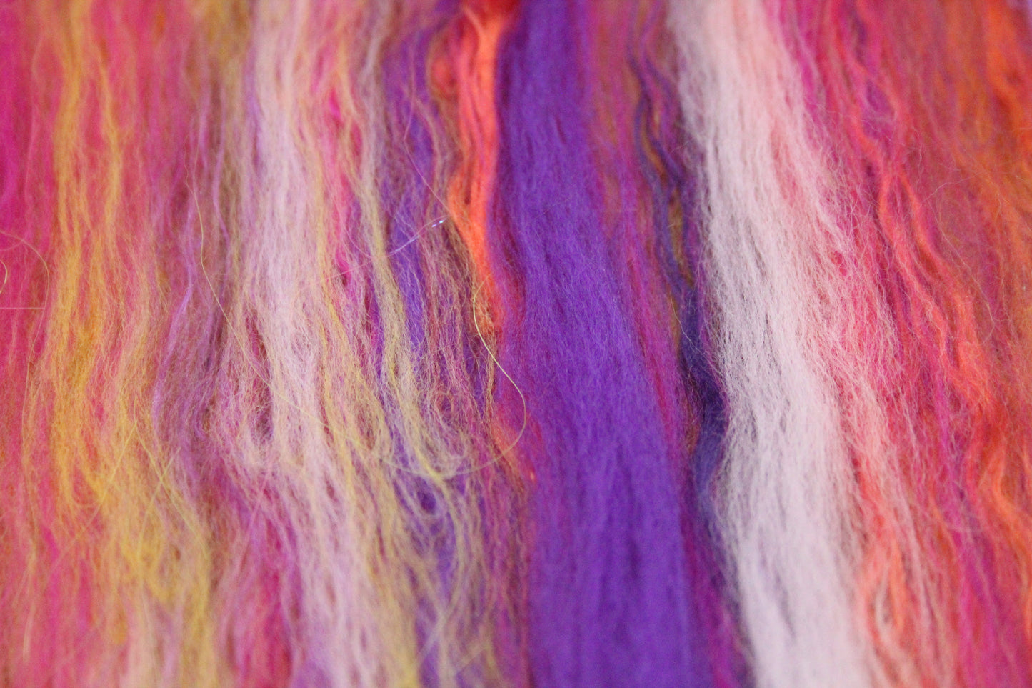 Supersoft Merino Art Batt - Orange Purple Pink - 32 grams 1.1 oz - Wool for felting, spinning and weaving