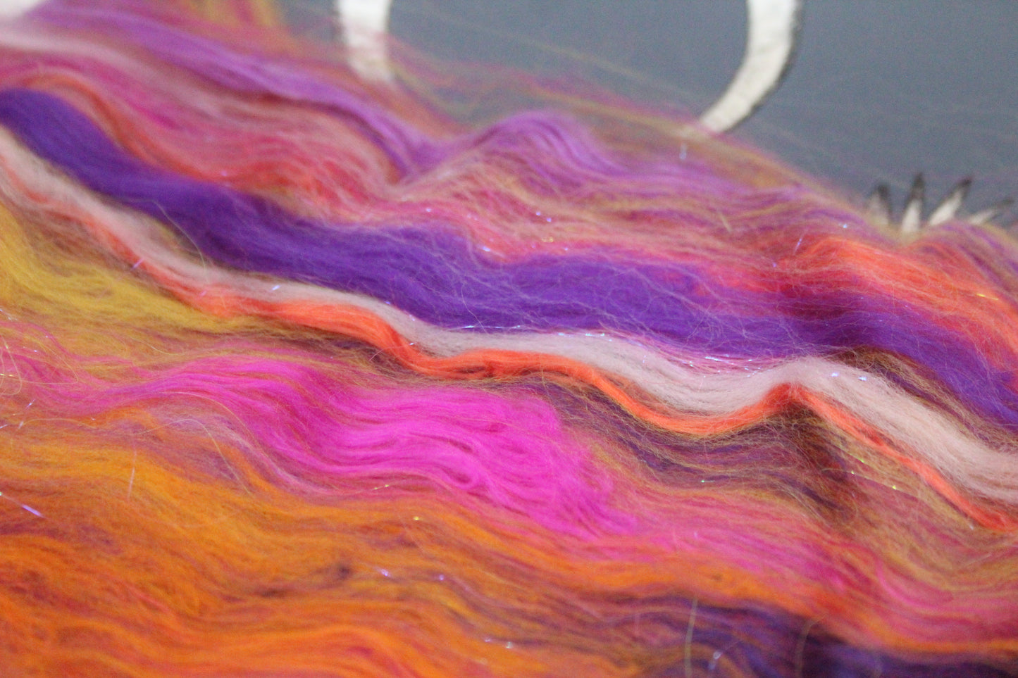 Supersoft Merino Art Batt - Orange Purple Pink - 32 grams 1.1 oz - Wool for felting, spinning and weaving