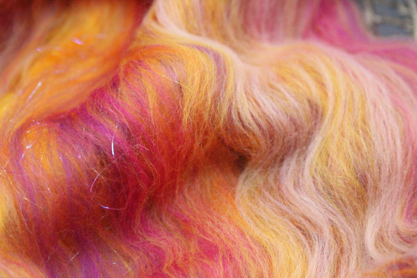 Supersoft Merino Art Batt - Orange Purple Pink - 32 grams 1.1 oz - Wool for felting, spinning and weaving