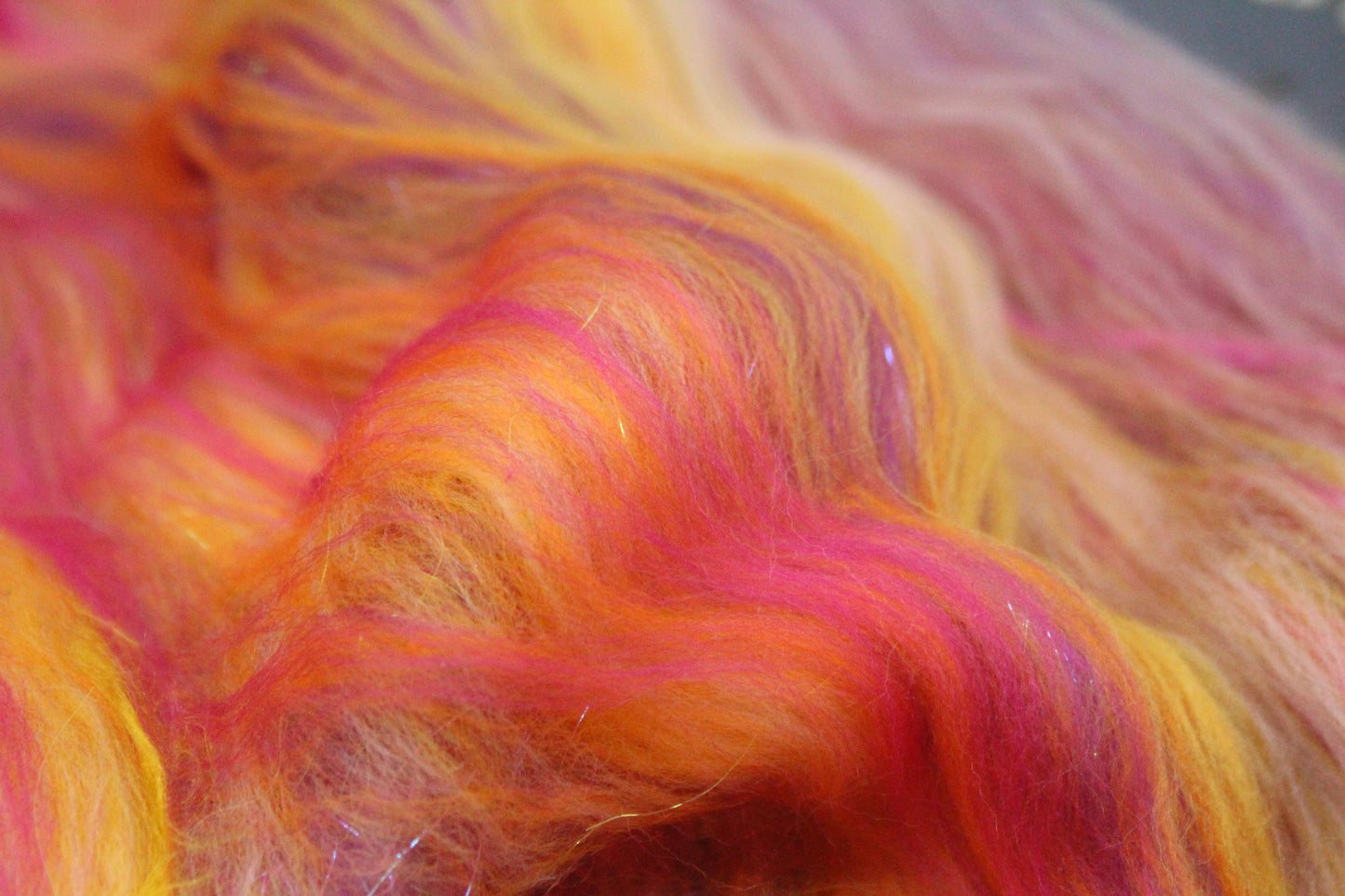 Supersoft Merino Art Batt - Orange Purple Pink - 32 grams 1.1 oz - Wool for felting, spinning and weaving