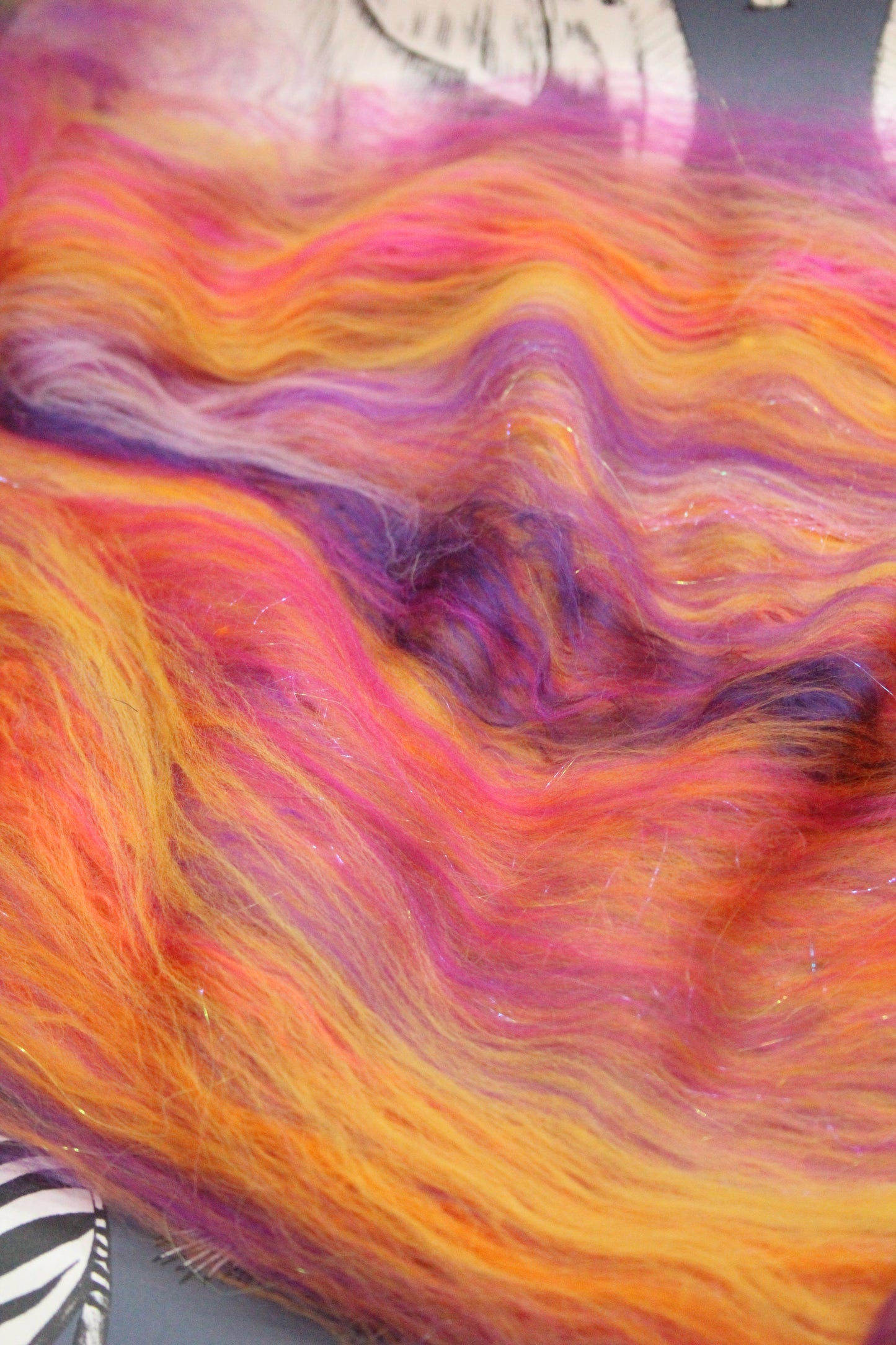 Supersoft Merino Art Batt - Orange Purple Pink - 32 grams 1.1 oz - Wool for felting, spinning and weaving