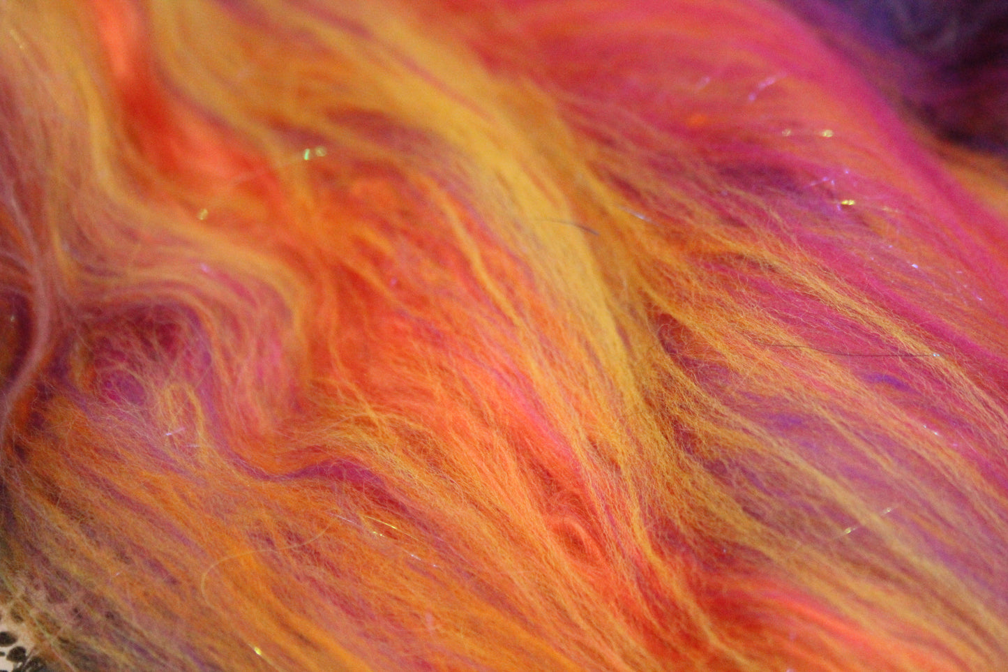 Supersoft Merino Art Batt - Orange Purple Pink - 32 grams 1.1 oz - Wool for felting, spinning and weaving