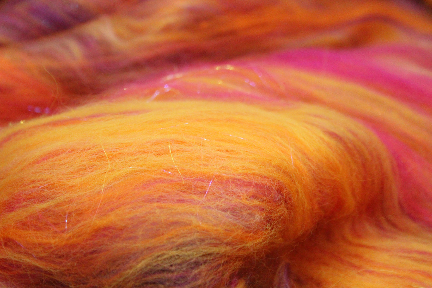 Supersoft Merino Art Batt - Orange Purple Pink - 32 grams 1.1 oz - Wool for felting, spinning and weaving