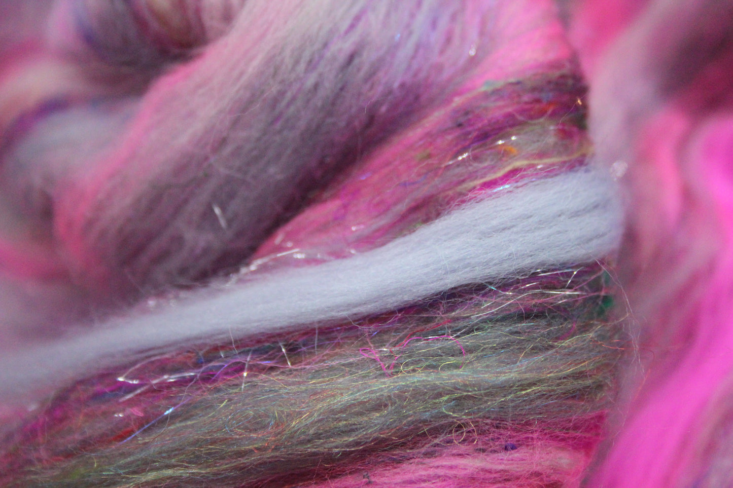 Merino Art Batt  - Grey Pink - 52 grams 1.8 oz - Wool for felting, spinning and weaving