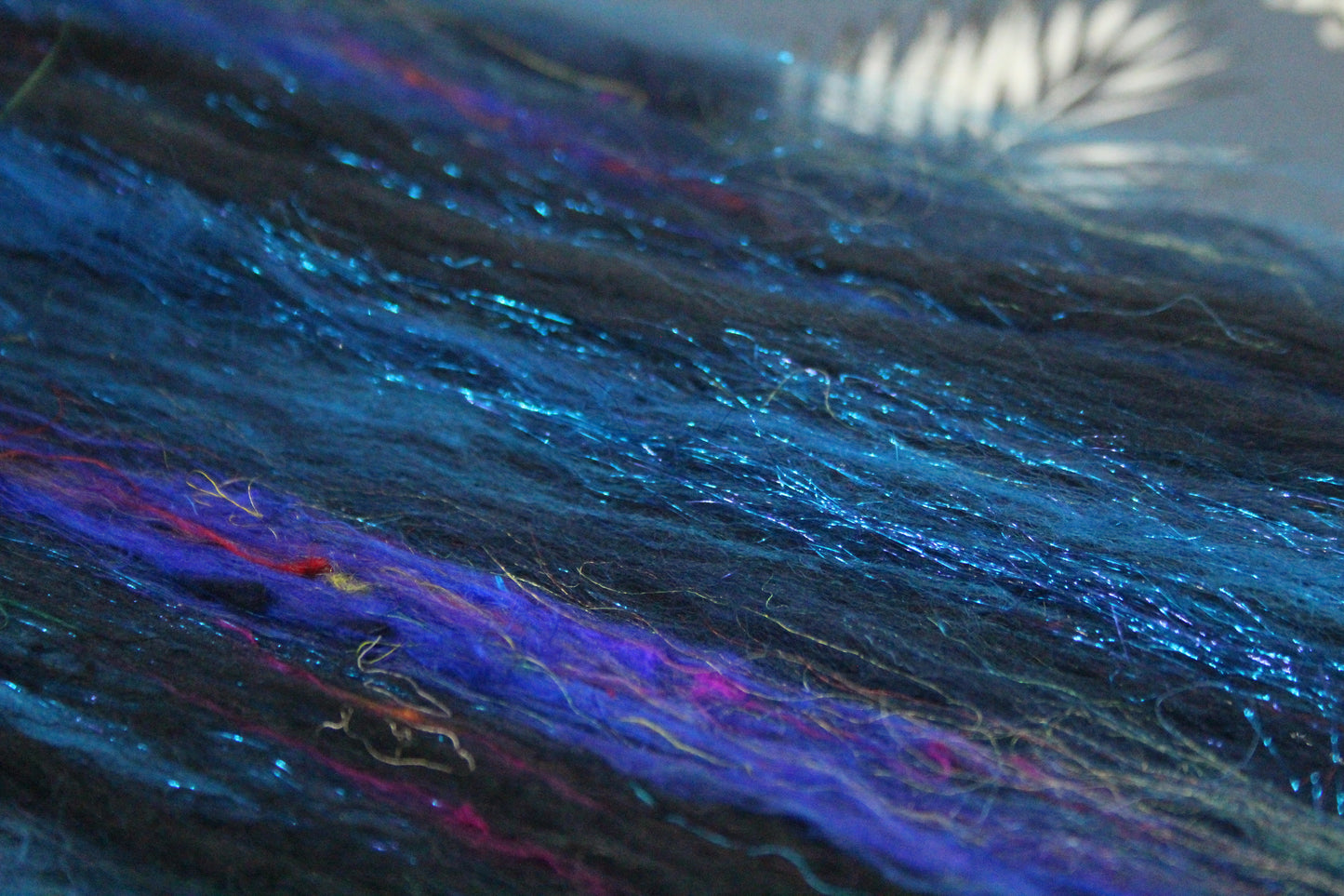 Merino Art Batt  - Blue Black  - 49 grams 1.7 oz - Wool for felting, spinning and weaving
